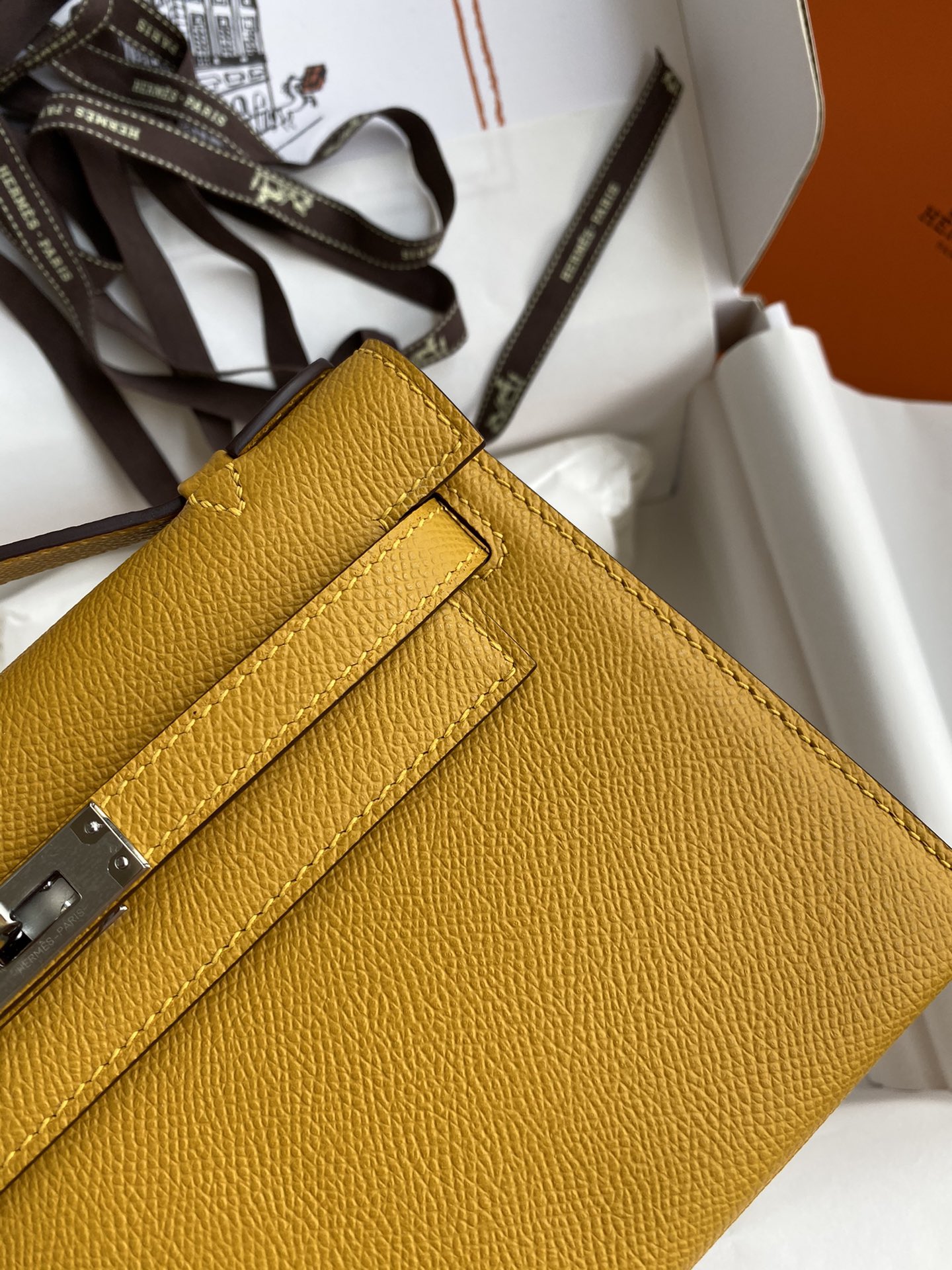 Hermes Mini Kelly Pochette 22cm Bag In Yellow Omber Epsom Leather